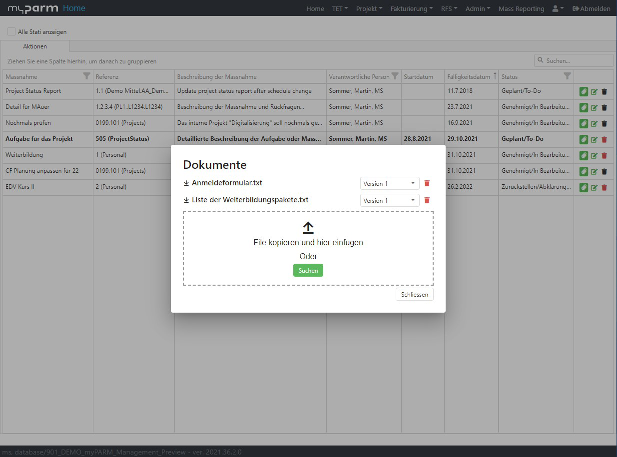 Aufgabenmanagement PC mit Dokumentenmanagement Aufgabenmanagement PC mit Dokumentenmanagement in myPARM